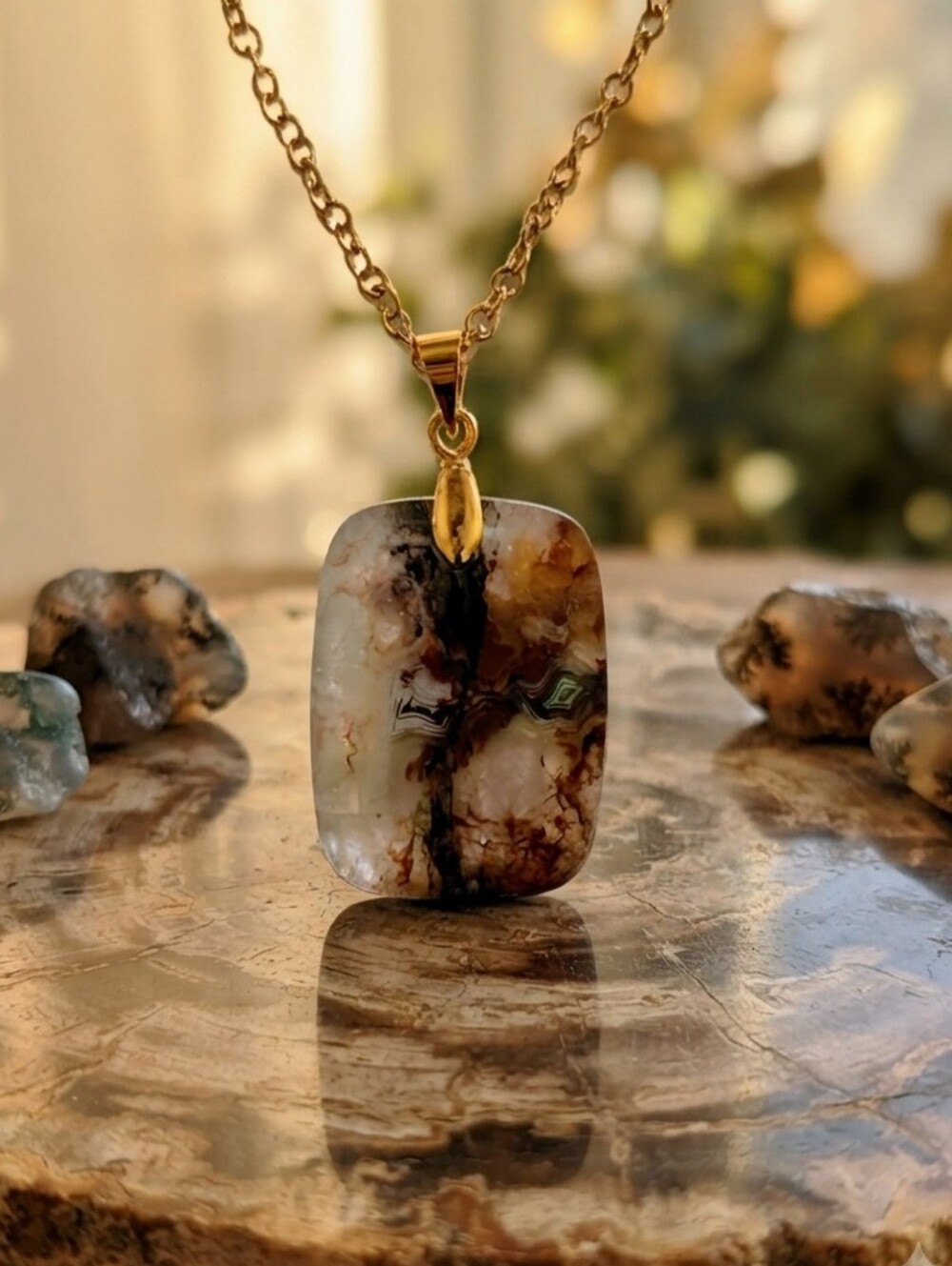 Mexican Agate Chain Necklace